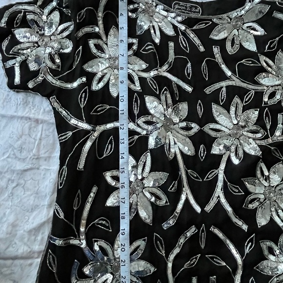 Jean for Joseph le bon black Sequin Embellished Rounded Neck Short Sleeve Blouse - Picture 7 of 10